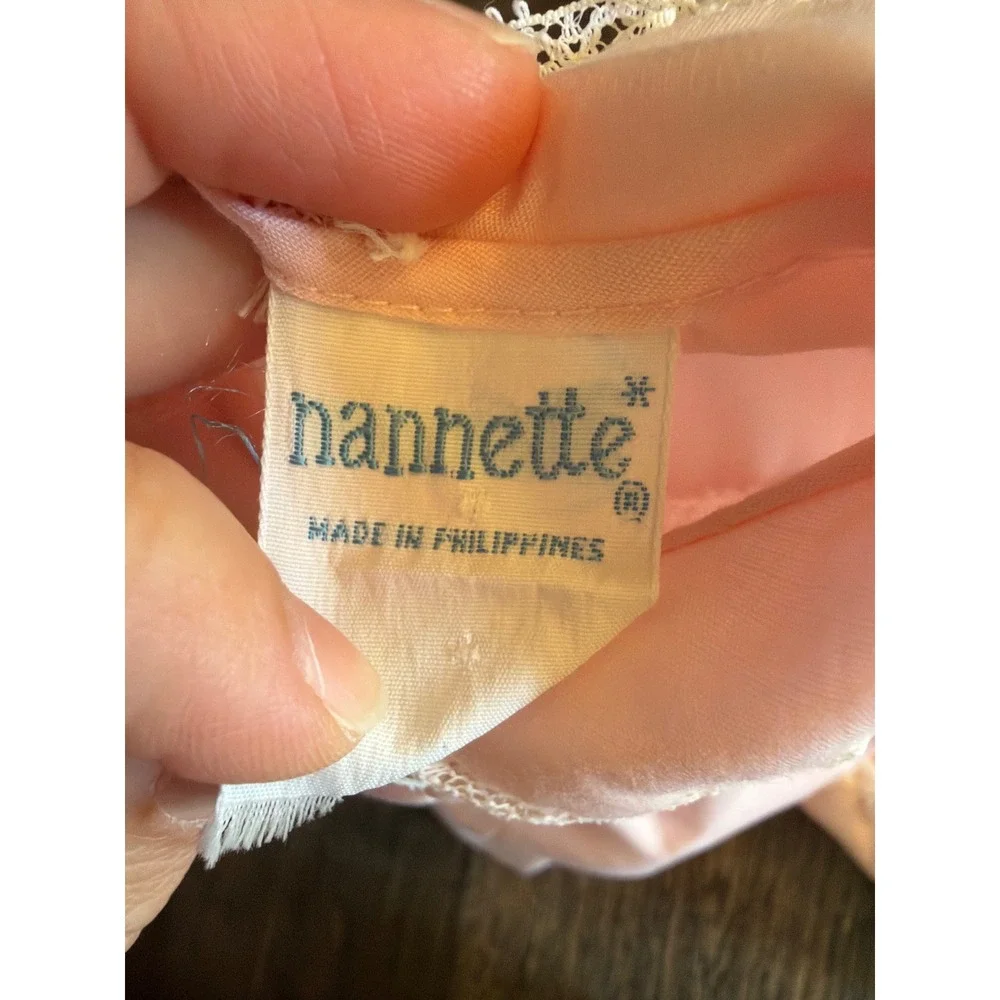 Vintage Nannette Baby Girls Pink Quilted 2 Piece Set Bear Embroidery Lace Trim M